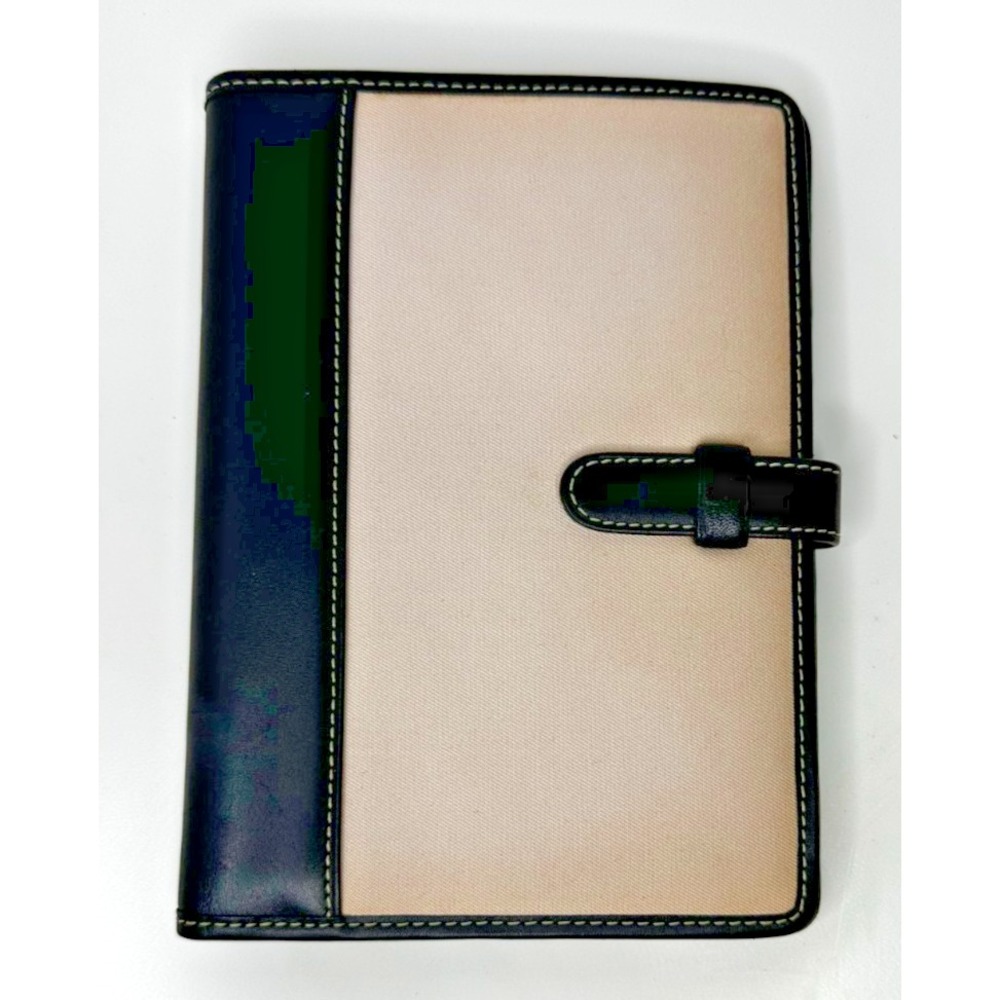 Coach Photo Album Case Black Leather Trim Cream Travel Organizer Leatherware